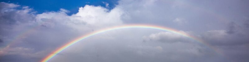 a rainbow over a field