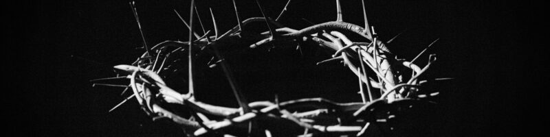 a black and white photo of a crown of thorns